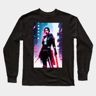 Abstract Cyberpunk Girl Long Sleeve T-Shirt